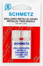 Иглы двойные для металлизированных нитей 130 MET NE 802.5, 1шт. Schmetz