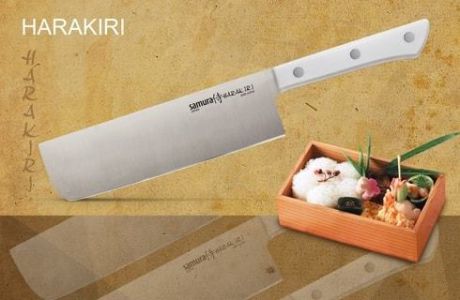 SHR-0043W Нож кухонный "Samura HARAKIRI" Накири 161 мм, AUS-8, ABS белый пластик