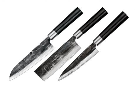 SBL-0220/K Набор из 3 кухонных ножей "Samura BLACKSMITH" (23, 43, 95), AUS-8, микарта