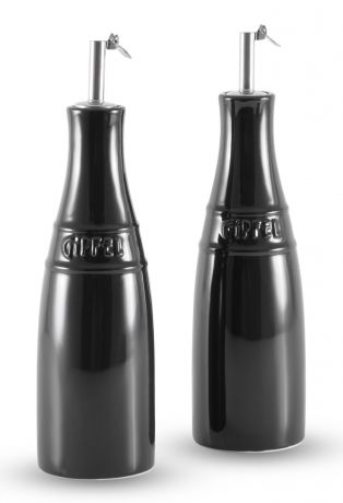 3923 GIPFEL Набор MAJOLICA из 2 бутылок для масла/уксуса 3,5х19см. Цвет: темно-зеленый. Материал: жаропрочная керамика