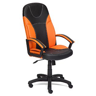 Кресло компьютерное TetChair Твистер (Twister orange) Доступные цвета обивки: Искусств. чёрн. кожа + искусств. оранж. кожа