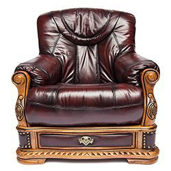 Кресло из натуральной кожи Оакман (Oakman) Доступные цвета: Беж+Металлик