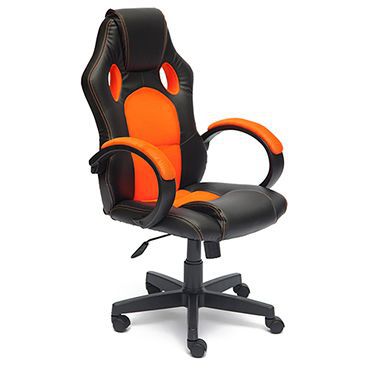 Кресло компьютерное TetChair Рейсер GТ (Racer GT) Доступные цвета обивки: Искусст. черн. кожа +оранжевая сетка