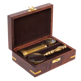 Подарочный набор (лупа, компас, подзорная труба) в деревянной коробке Secret De Maison (mod. 37257) Доступные цвета: Античная медь