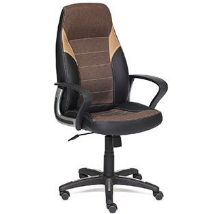 Кресло компьютерное TetChair Интер (INTER) Доступные цвета обивки: Искусственная чёрная кожа + Коричневая ткань