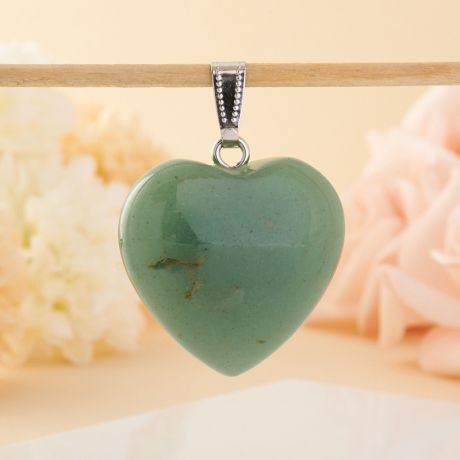 Кулон сердечко авантюрин зеленый 3 см