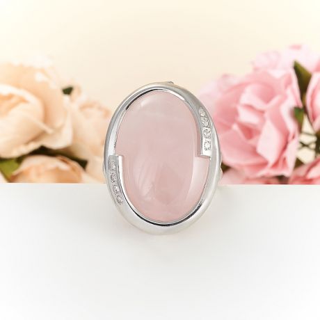 Кольцо розовый кварц (серебро 925 пр.) размер 18
