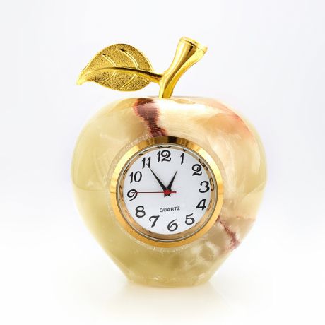 Часы яблоко оникс мраморный 6х8 см