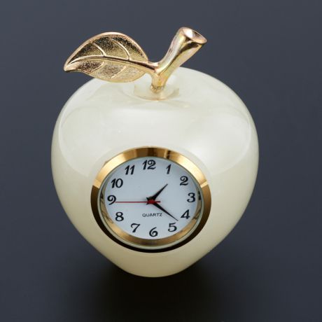 Часы яблоко оникс мраморный 6х7,5 см
