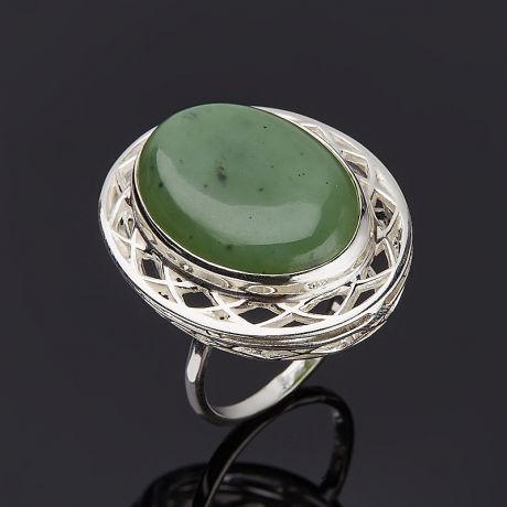 Кольцо нефрит зеленый (серебро 925 пр.) размер 18,5