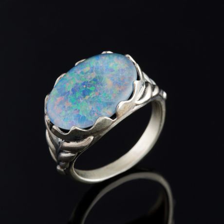 Кольцо опал благородный голубой (триплет) (серебро 925 пр.) размер 17,5