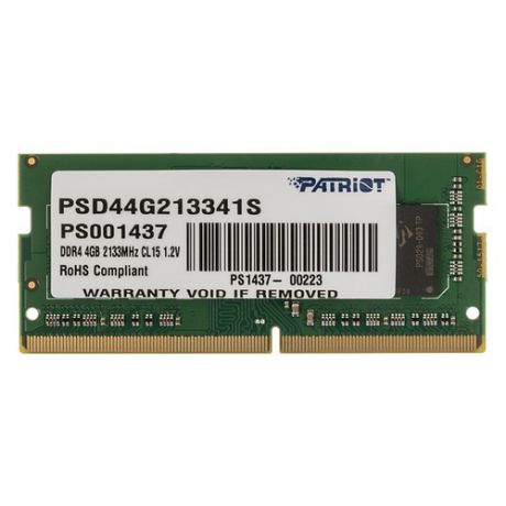 Модуль памяти PATRIOT PSD44G213341S DDR4 - 4Гб 2133, SO-DIMM, Ret