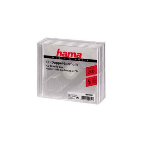 Коробка HAMA H-44752, 5шт., прозрачный, для 2 дисков [00044752]