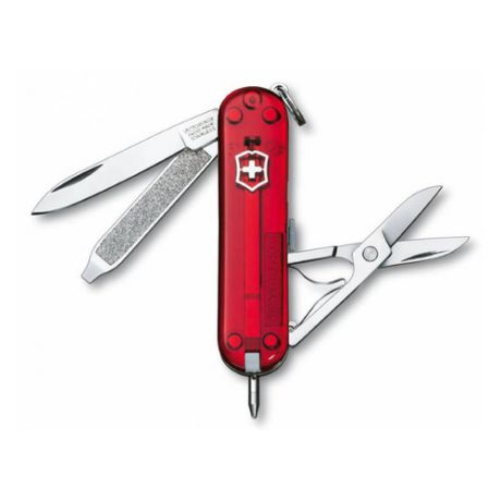 Складной нож VICTORINOX Signature, 7 функций, 58мм, красный полупрозрачный [0.6225.t]