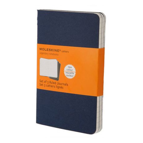 Блокнот Moleskine CAHIER JOURNAL POCKET 90x140мм обложка картон 64стр. линейка синий индиго (3шт) 9 шт./кор.