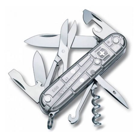 Складной нож VICTORINOX Climber, 14 функций, 91мм, серебристый полупрозрачный [1.3703.t7]