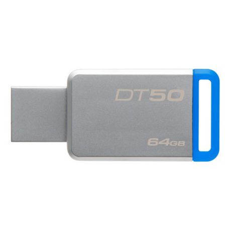Флешка USB KINGSTON DataTraveler 50 64Гб, USB3.1, серебристый и синий [dt50/64gb]