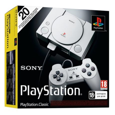 Игровая консоль SONY PlayStation Classic с предварительно установленными 20 классическими видеоиграми., SCPH-1000R/E, серый