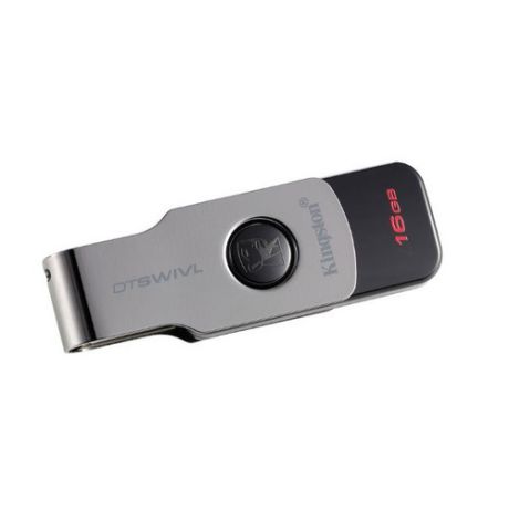Флешка USB KINGSTON DataTraveler DTSWIVL/16GB 16Гб, USB3.0, серебристый и черный