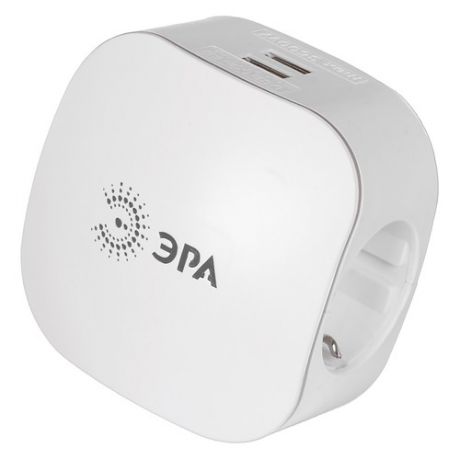 Сетевой разветвитель ЭРА SP-3e-USB-2A, белый [б0015243]
