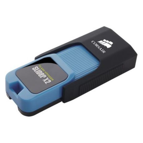 Флешка USB CORSAIR Voyager Slider X2 256Гб, USB3.0, черный и голубой [cmfsl3x2-256gb]