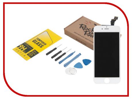 Комплект для самостоятельного ремонта телефона RocknParts Дисплей для iPhone 6 White +защитное стекло+набор инструментов+пошаговая инструкция 650644