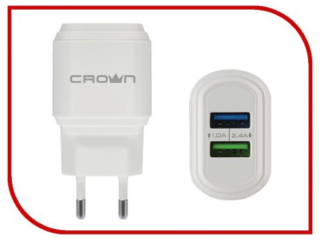 Зарядное устройство Crown CMWC-3032 2xUSB White