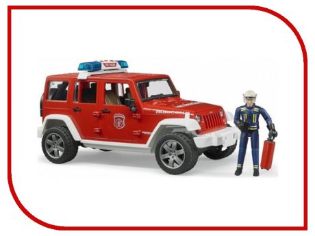 Игрушка Bruder Внедорожник Jeep Wrangler Unlimited Rubicon Пожарная с фигуркой 02-528