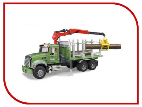 Игрушка Bruder Лесовоз Mack с портативным краном и брёвнами 02-824