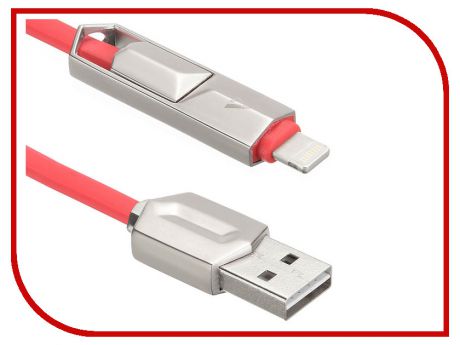 Аксессуар ACD Dual 2в1 Lightning/MicroUSB - USB A TPE 1.0m Red ACD-U924-PMR