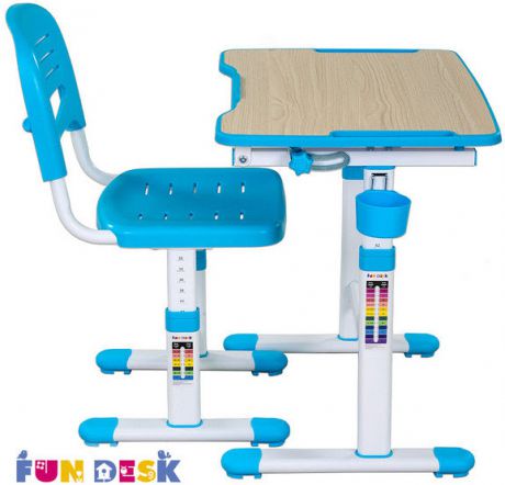 Столы и стулья FunDesk Комплект мебели FunDesk «Piccolino II» стол 66х47 см и стул голубой