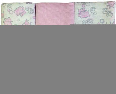 Первые вещи новорожденного Barkito Комплект пелёнок ситец 3 шт. 90*120 Barkito розовый