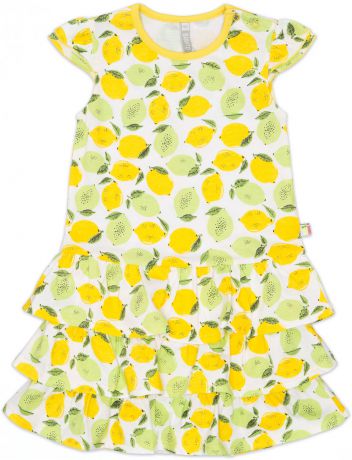 Платья и сарафаны Barkito Платье без рукавов трикотажное Barkito, "Лимончики", белый, с рисунком "лимончики"