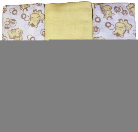 Первые вещи новорожденного Barkito Комплект пелёнок ситец 3 шт. 90*120 Barkito желтый