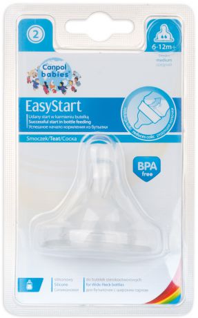 Соски для бутылочек Canpol babies EasyStart ортодонтическая силиконовая 6 мес.+