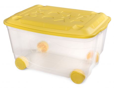 Ящики и корзины для игрушек Пластишка На колесах 50 л, желтый