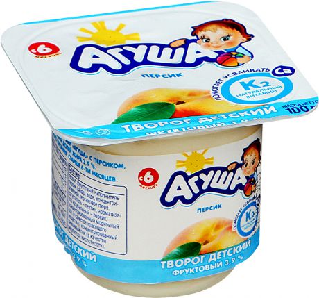 Молочная продукция Агуша Творог Агуша Персик 3,9% с 6 мес. 100 г