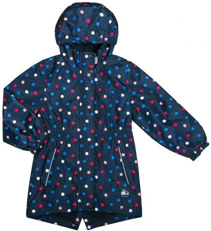 Куртки и ветровки Barkito Куртка для девочки Barkito, темно-синяя с рисунком «горох»