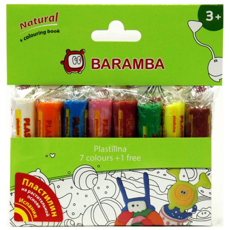 Канцелярия Baramba Пластилин Baramba с раскраской 8 цв. 14 г