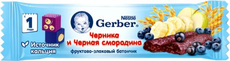 Десерты Gerber Gerber фруктово-злаковый с черникой и черной смородиной с 12 мес. 25 г