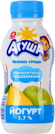 Молочная продукция Агуша Йогурт питьевой Агуша Яблоко и груша 2,7% с 8 мес. 200 мл