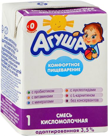 Молочная продукция Агуша Готовая кисломолочная смесь Агуша-1 3,5% с рождения 204 мл