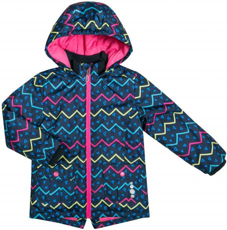 Куртки и ветровки Barkito Куртка для девочки Barkito, темно-синяя с рисунком «геометрия»