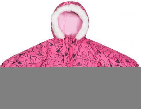 Комплекты Barkito Комплект для девочки куртка и полукомбинезон Barkito, верх - розовый с рисунком «лисички», низ -серый
