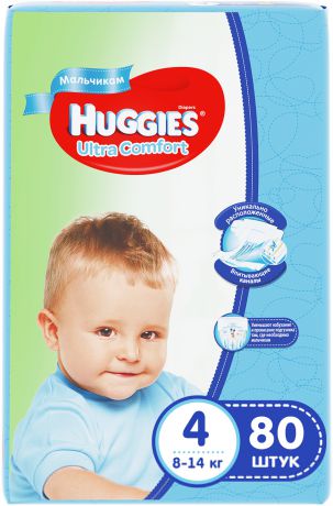 Подгузники Huggies Подгузники Huggies Ultra Comfort для мальчиков 4 (8-14 кг) 80 шт.
