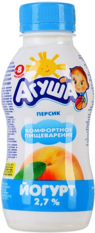 Молочная продукция Агуша Йогурт питьевой Агуша Персик 2,7% с 8 мес. 200 мл