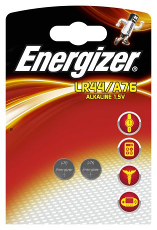 Элементы питания Energizer Батарейка Energizer «Alkaline» LR44 A76 алкалиновая 2 шт.