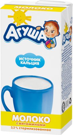 Молочная продукция Агуша Молоко Агуша с витаминами 3,2% с 3 лет 500 мл