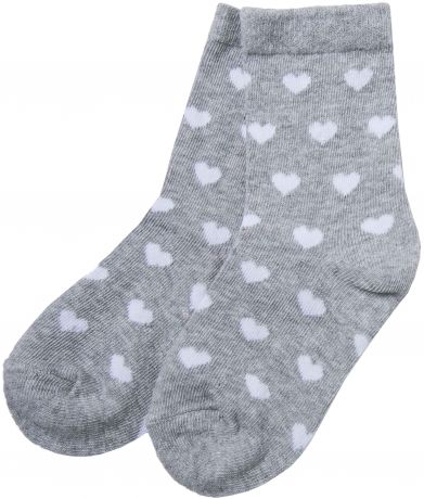 Носки Barkito Носки для девочки Barkito, серые с рисунком «сердечки»