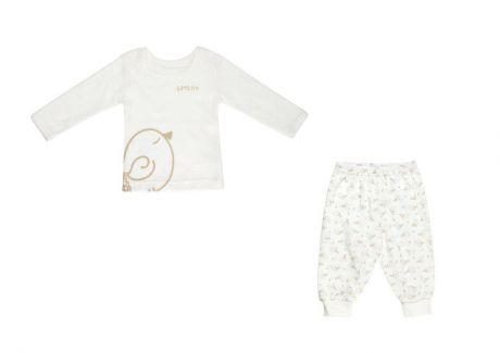 Первые вещи новорожденного Barkito Комплект детский: футболка длинный рукав и штанишки "Птички" Barkito Экрю